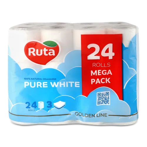 Папір туалетний Ruta Pure White білий 3-шаровий