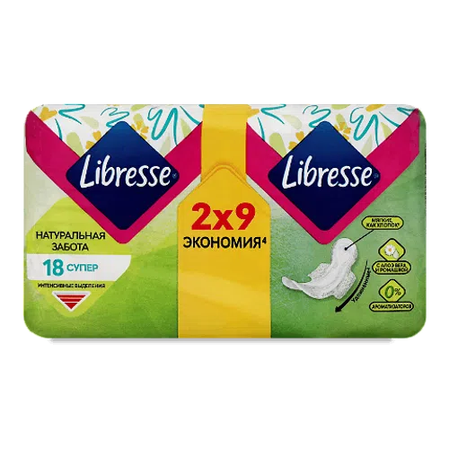 Прокладки Libresse Natural Care Ultra Super, 18шт/уп